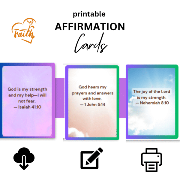 Faith-Filled Joy Positive Affirmation Cards Printable Pastel - Image 3
