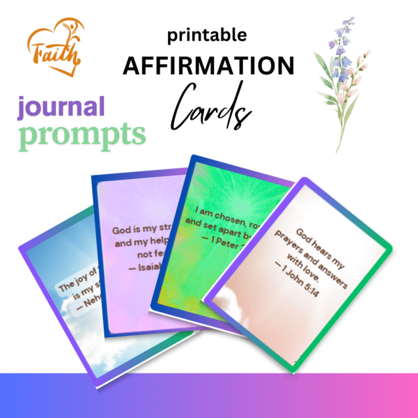 Faith-Filled Joy Positive Affirmation Cards Printable Pastel