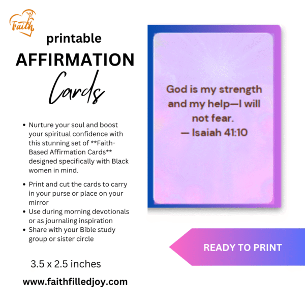 Faith-Filled Joy Positive Affirmation Cards Printable Pastel - Image 2