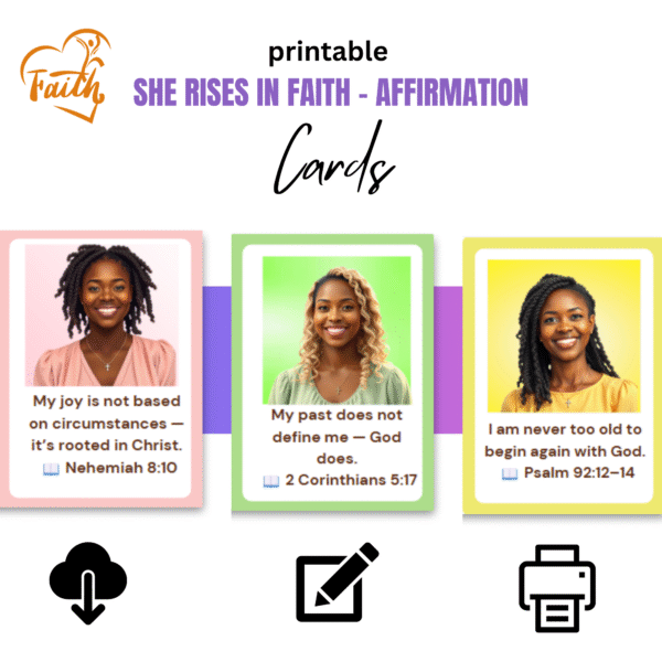 She Rises in Faith Positive Affirmation Cards (Printable) - Image 2