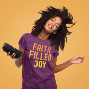 Faith-Filled Joy T‑Shirt — Inspirational Faith Tee with Heart Back Design