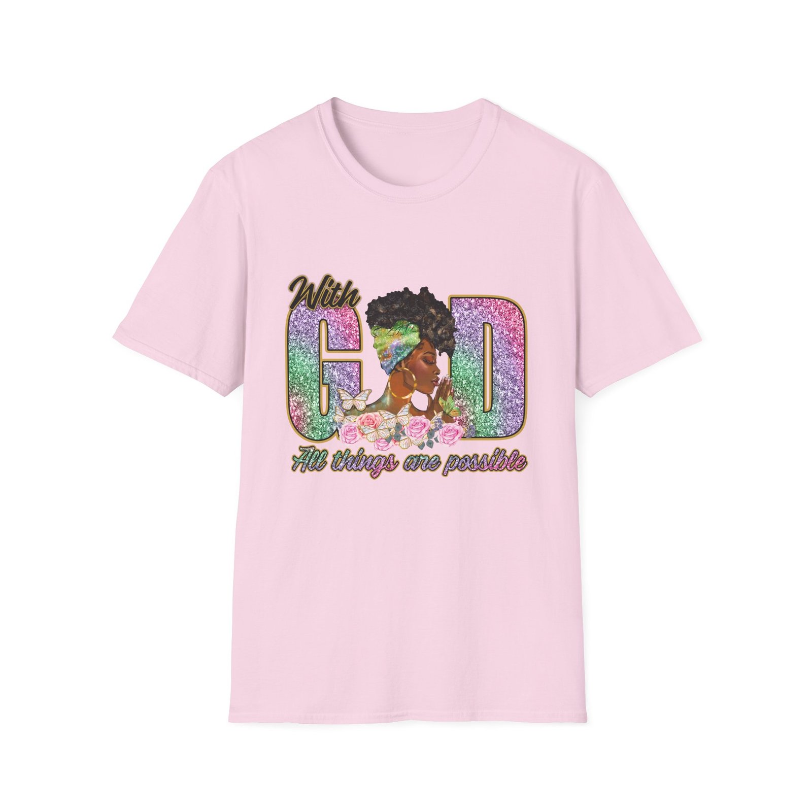 With God All Things Are Possible Glitter Faith T-Shirt - Image 25