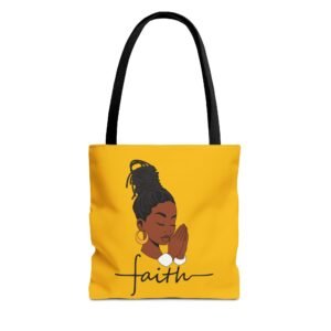 Faith Praying Woman Tote Bag – Inspirational Carryall Yellow
