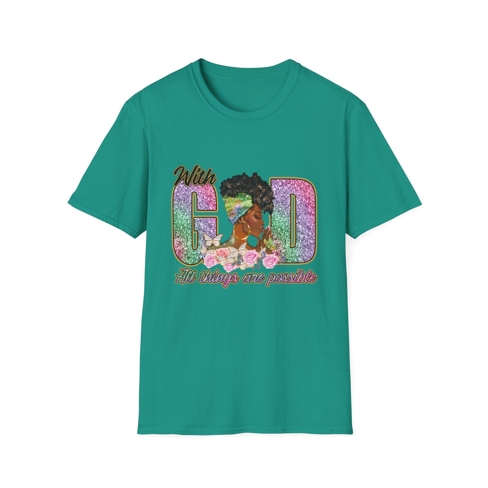 With God All Things Are Possible Glitter Faith T-Shirt - Image 21