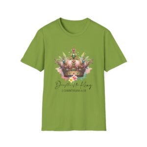 Daughter of the King T-Shirt – Crown Floral Christian Tee (2 Corinthians 6:18)