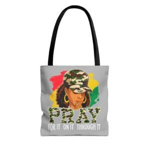 Pray Camo Tote Bag – Prayerful Woman Design - Light Grey