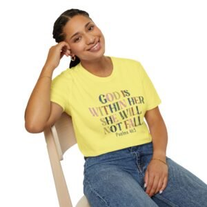 God Is Within Her T-Shirt — Psalms 46:5 Floral Scripture Tee