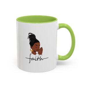 Faith Praying Woman Accent Coffee Mug — Inspirational Ceramic Mug