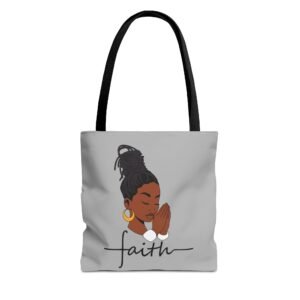 Faith Praying Woman Tote Bag – Inspirational Carryall Light Grey