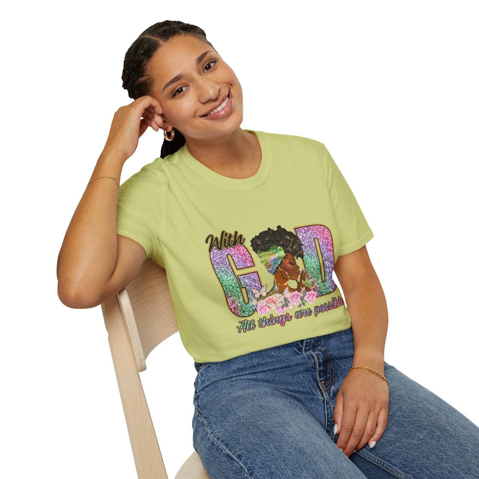 With God All Things Are Possible Glitter Faith T-Shirt - Image 32