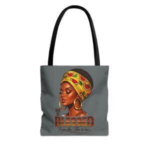 She Is Blessed Tote Bag — I AM BLESSED, Inspirational Faith Canvas Tote - Dark Grey