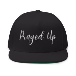 Embroidered 'Prayed Up' Flat Bill Cap — Rhinestone Script Snapback