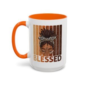 Blessed Woman Accent Coffee Mug — 'Blessed' Retro Brown Tones