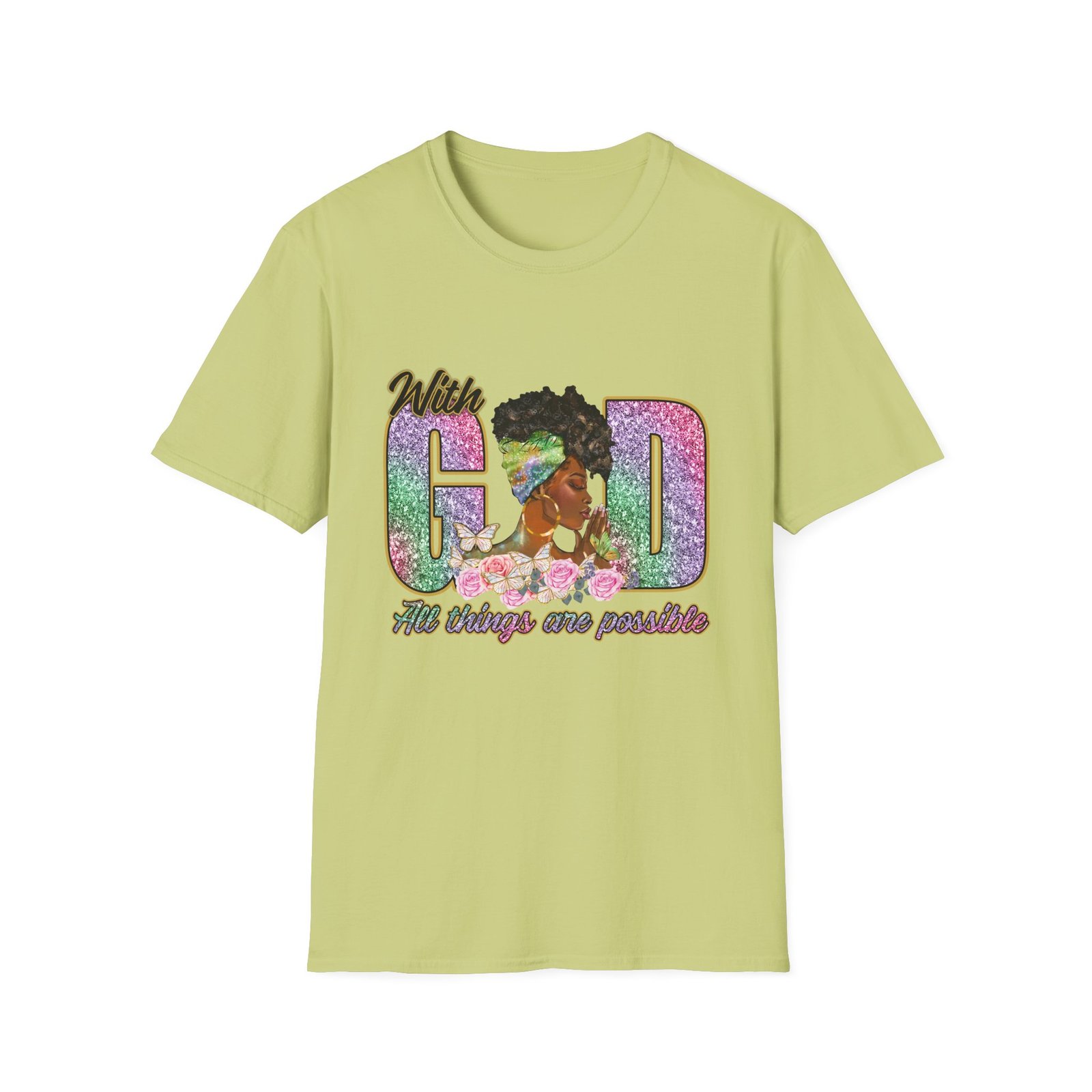 With God All Things Are Possible Glitter Faith T-Shirt - Image 31