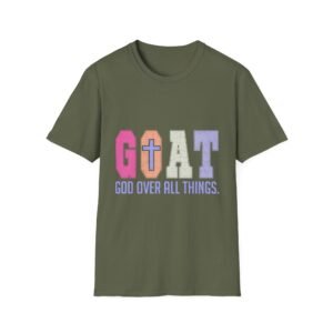 GOAT Christian T-Shirt — "God Over All Things" Pastel Faith Tee