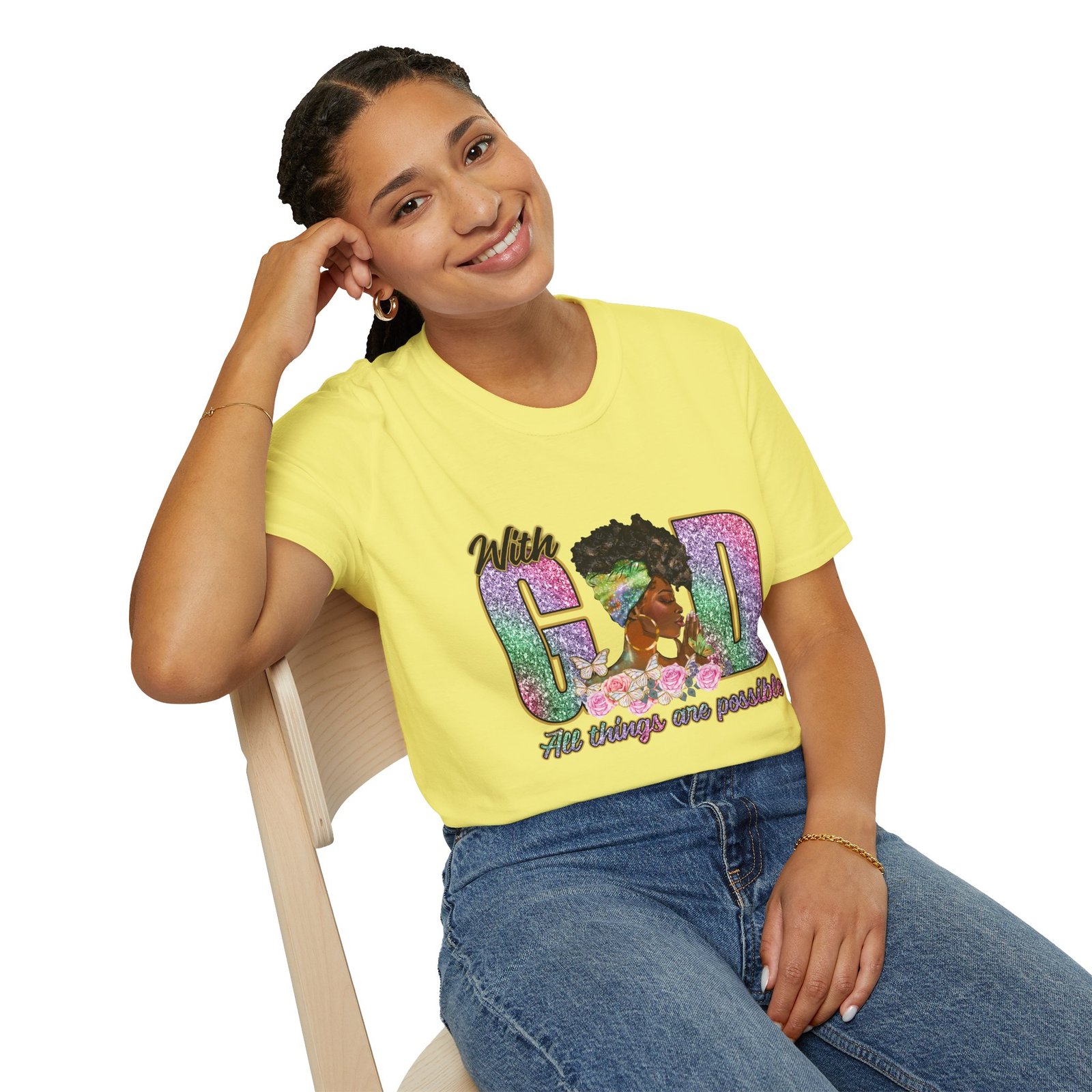 With God All Things Are Possible Glitter Faith T-Shirt - Image 20