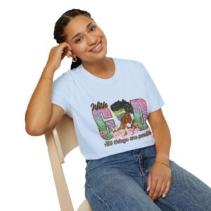 With God All Things Are Possible Glitter Faith T-Shirt