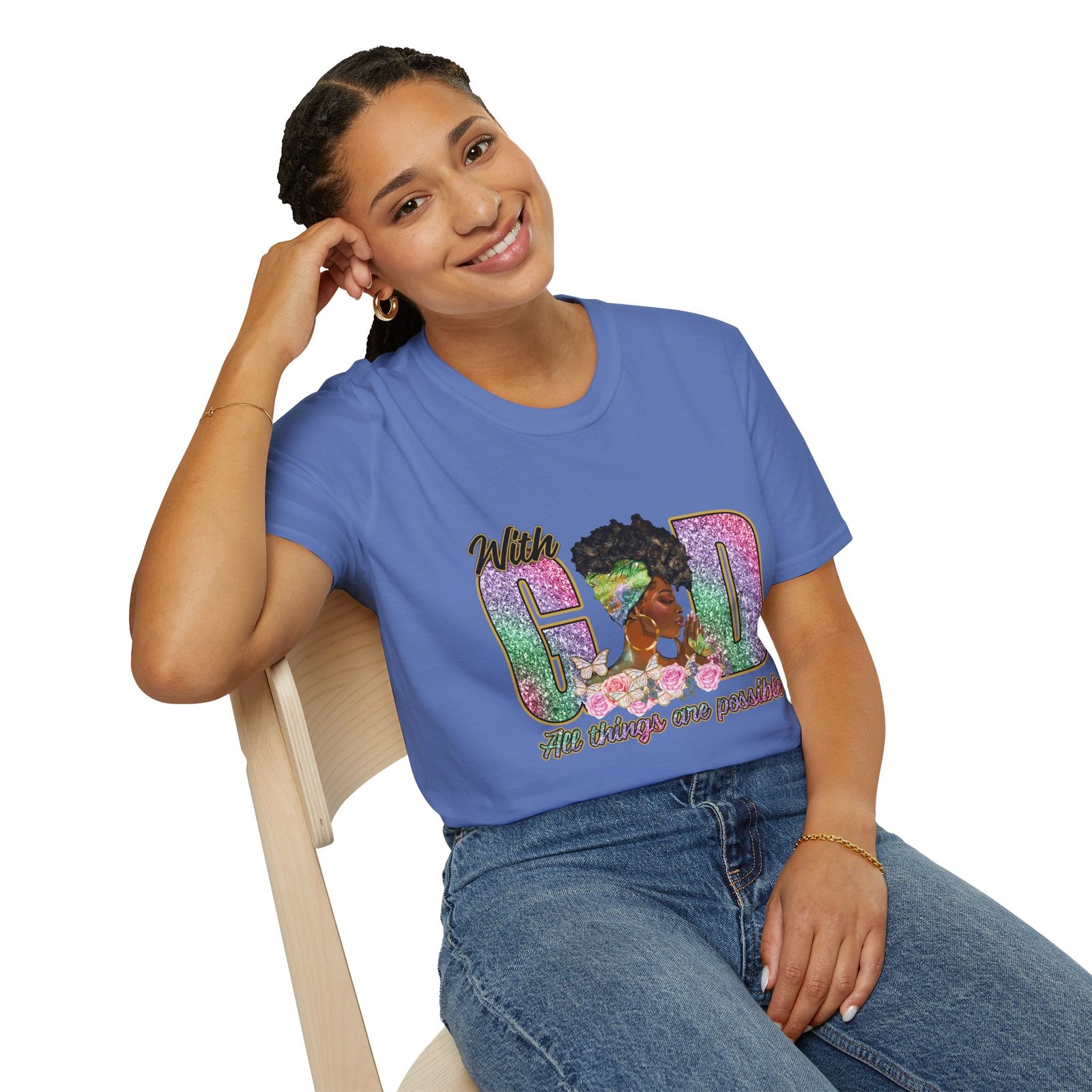 With God All Things Are Possible Glitter Faith T-Shirt - Image 30