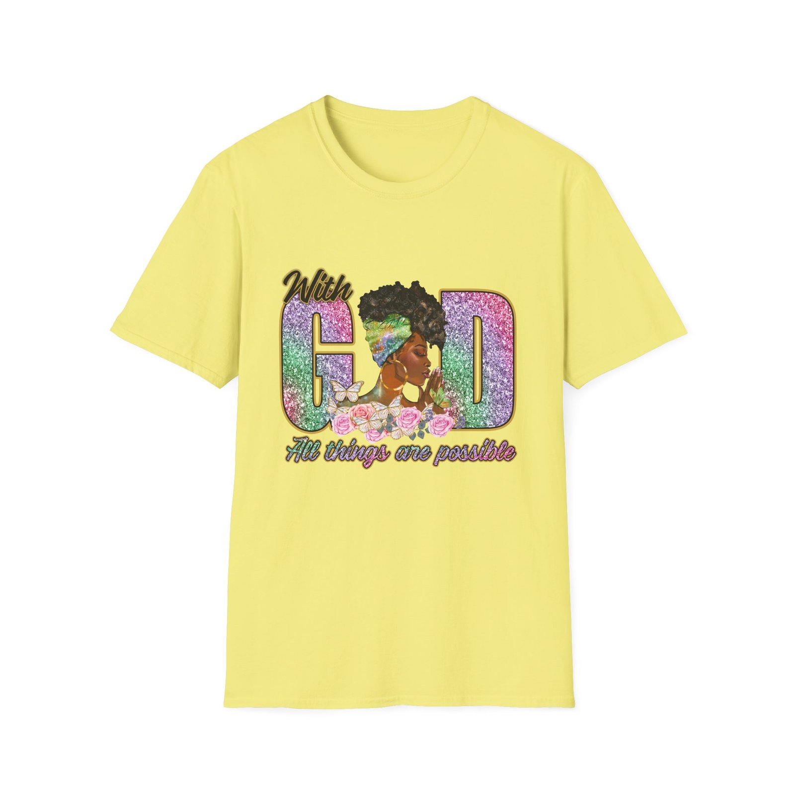 With God All Things Are Possible Glitter Faith T-Shirt - Image 19