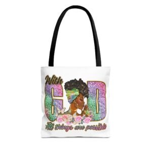 With God Tote Bag — "With God All Things Are Possible" Inspirational Tote - White