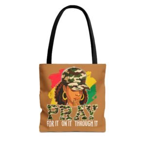 Pray Camo Tote Bag – Prayerful Woman Design - Brown