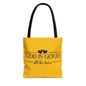 God Is Good All The Time Tote Bag — Inspirational Faith Canvas Tote Yellow