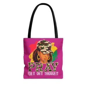 Pray Camo Tote Bag – Prayerful Woman Design - Purple