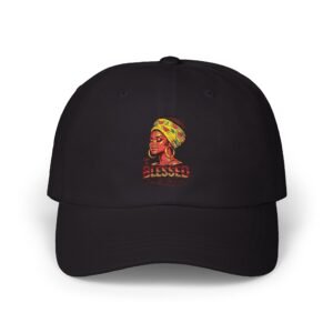 Dad Cap — Vintage Afro Woman Graphic Hat ("Blessed")